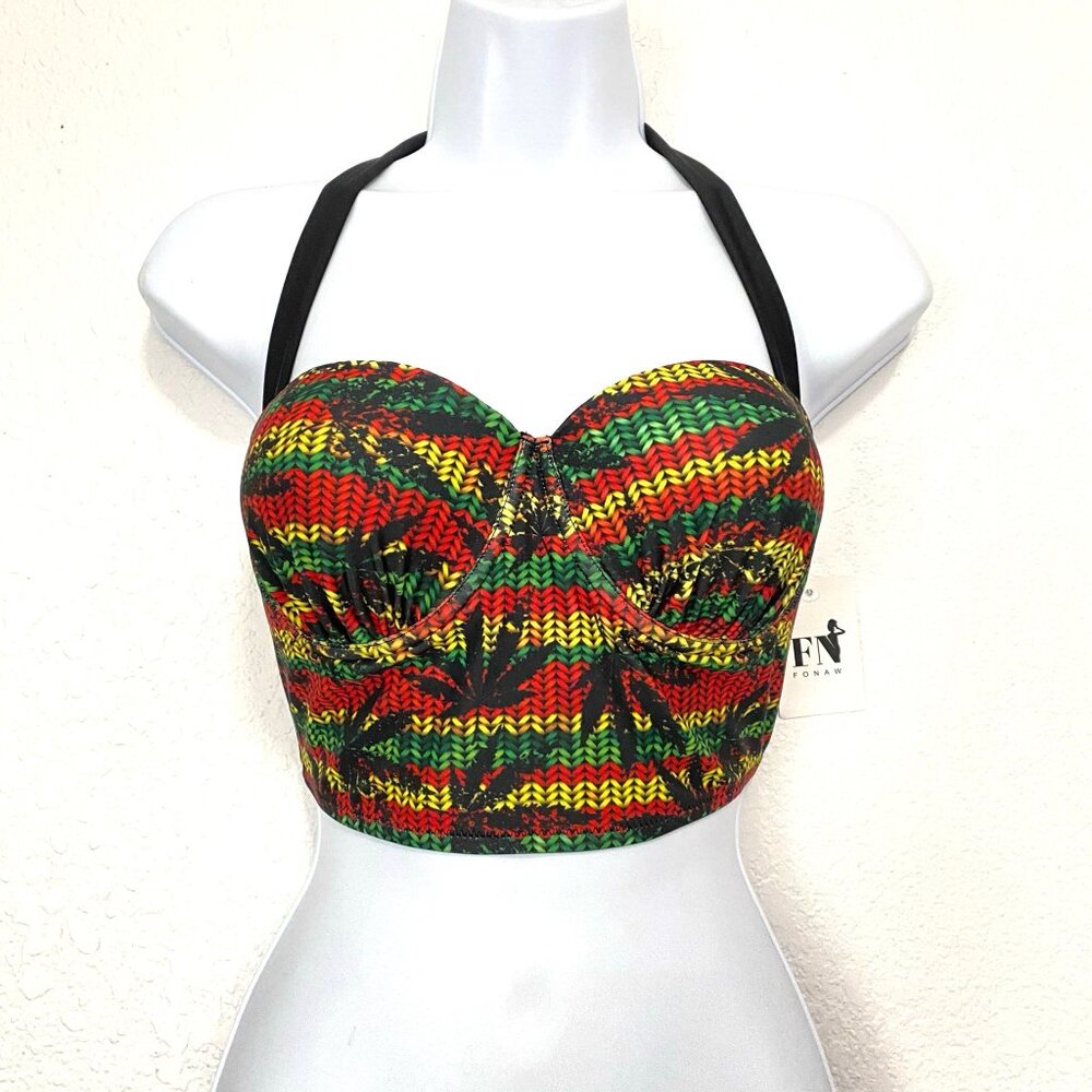 Fonaw Women's Swimwear Sports Halter Top Multicolor Size Large